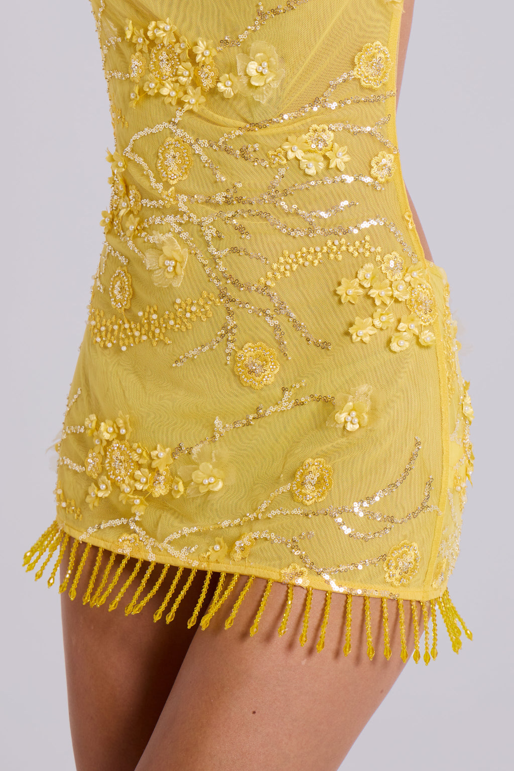 Ellora Embellished Mini Dress in Solar