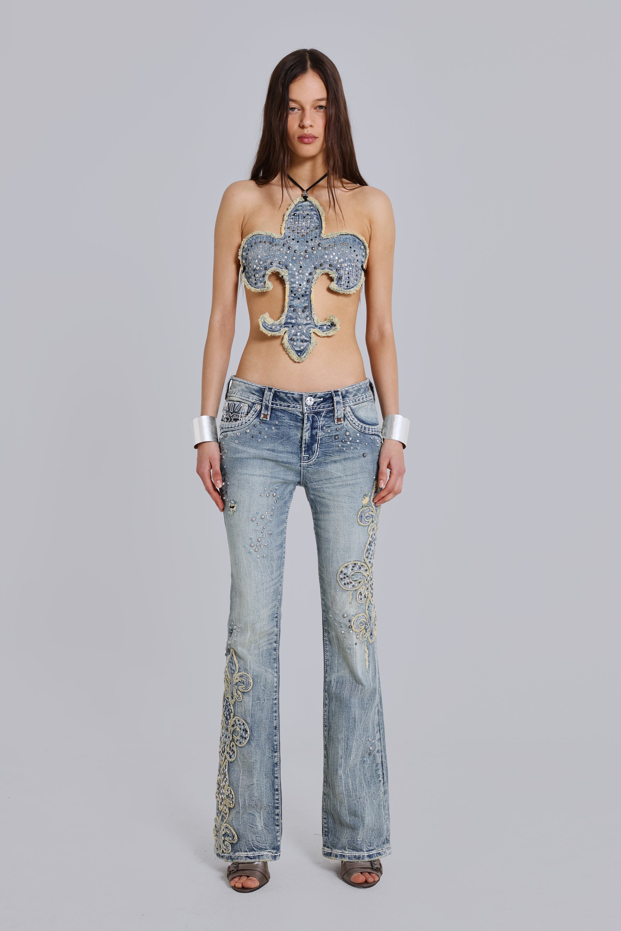 Rock Revival Studded Fleur de Lis Top