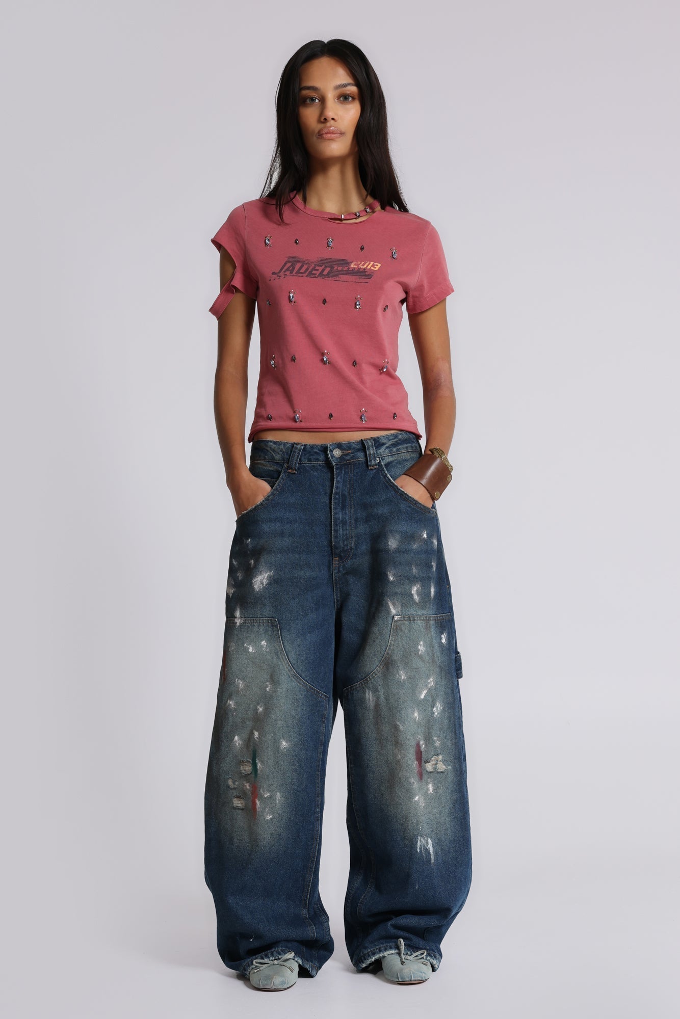 Rally Distressed Embellished Tee