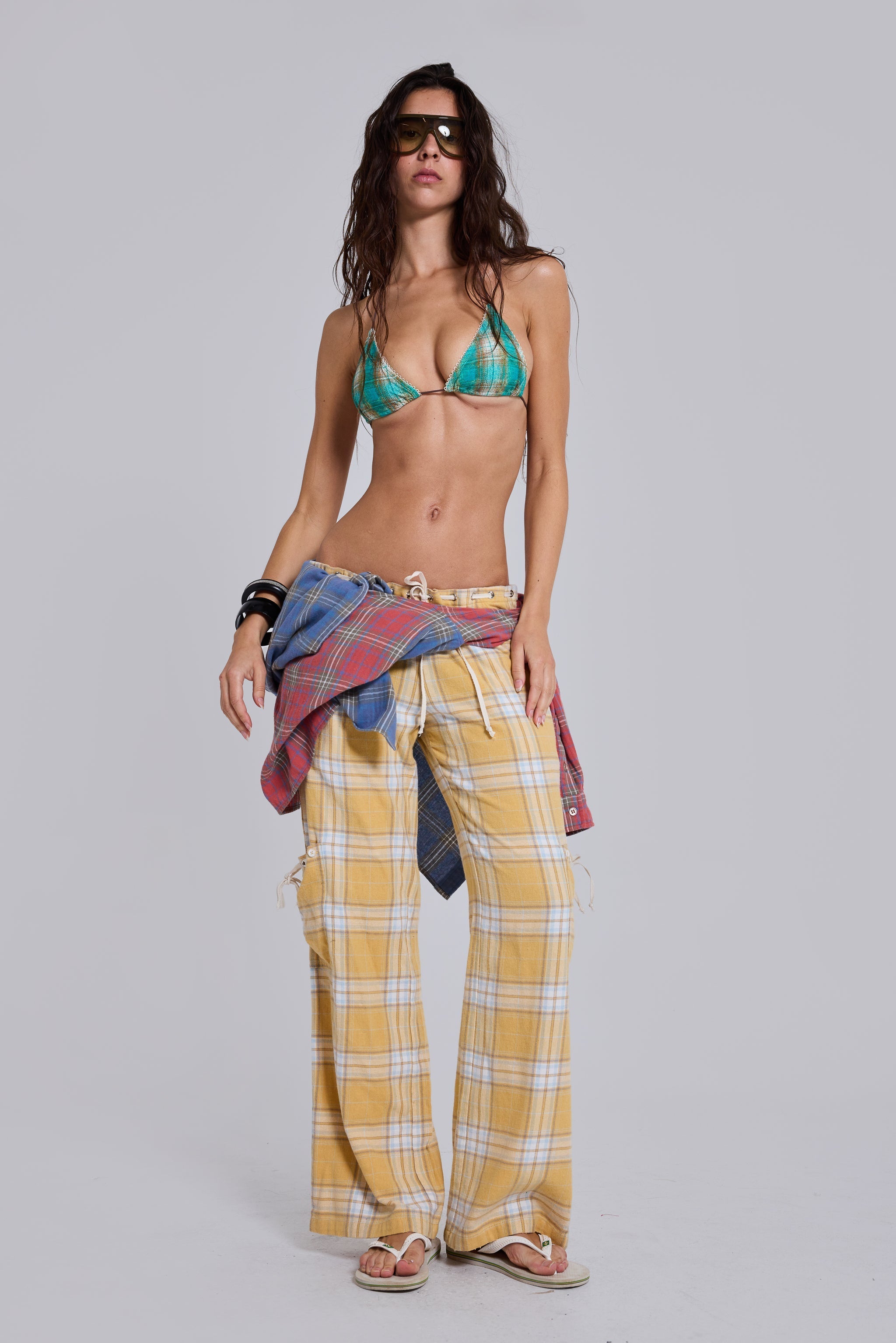 Freda Check Triangle Bikini Top