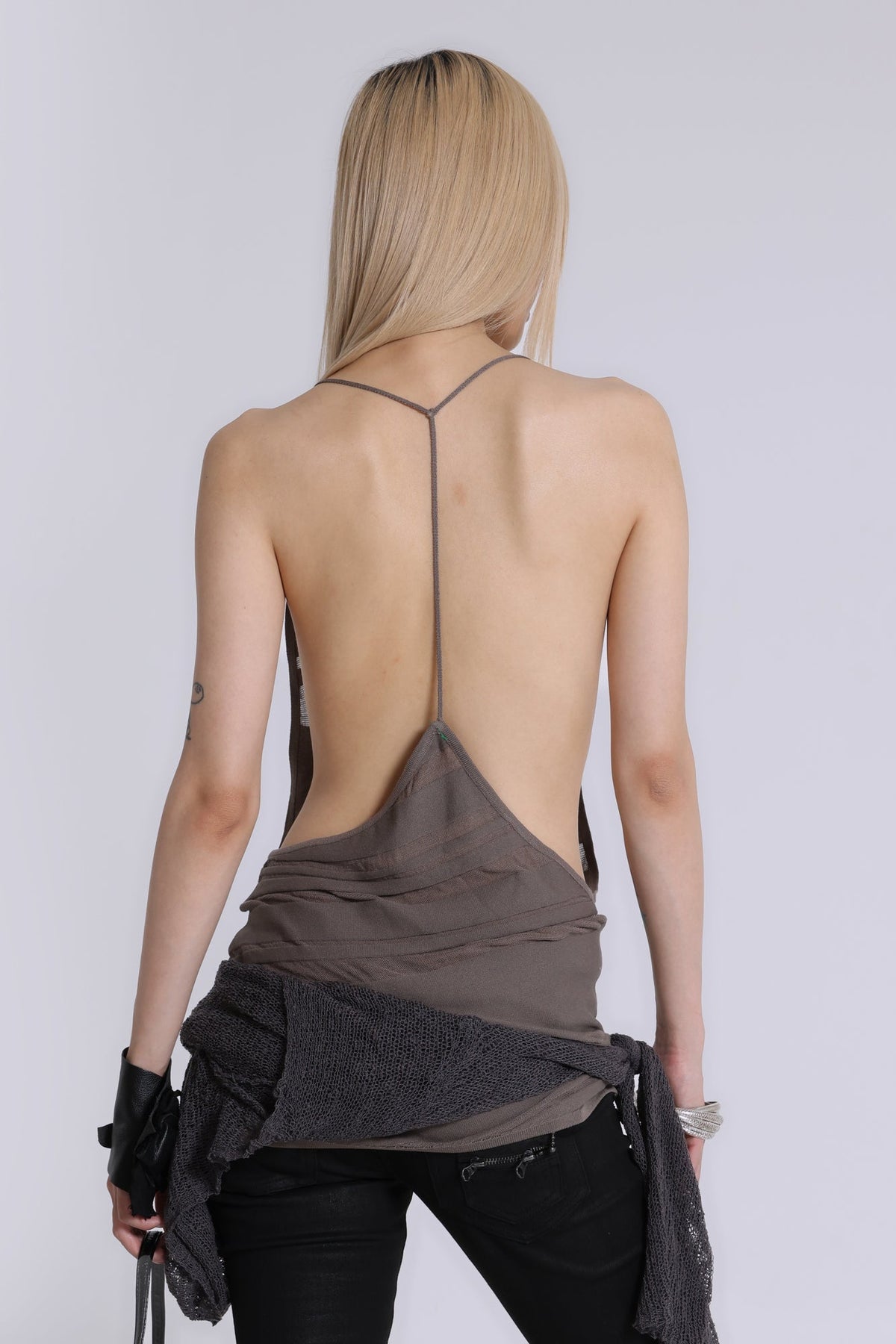 Noir Knit Mini Dress in Truffle