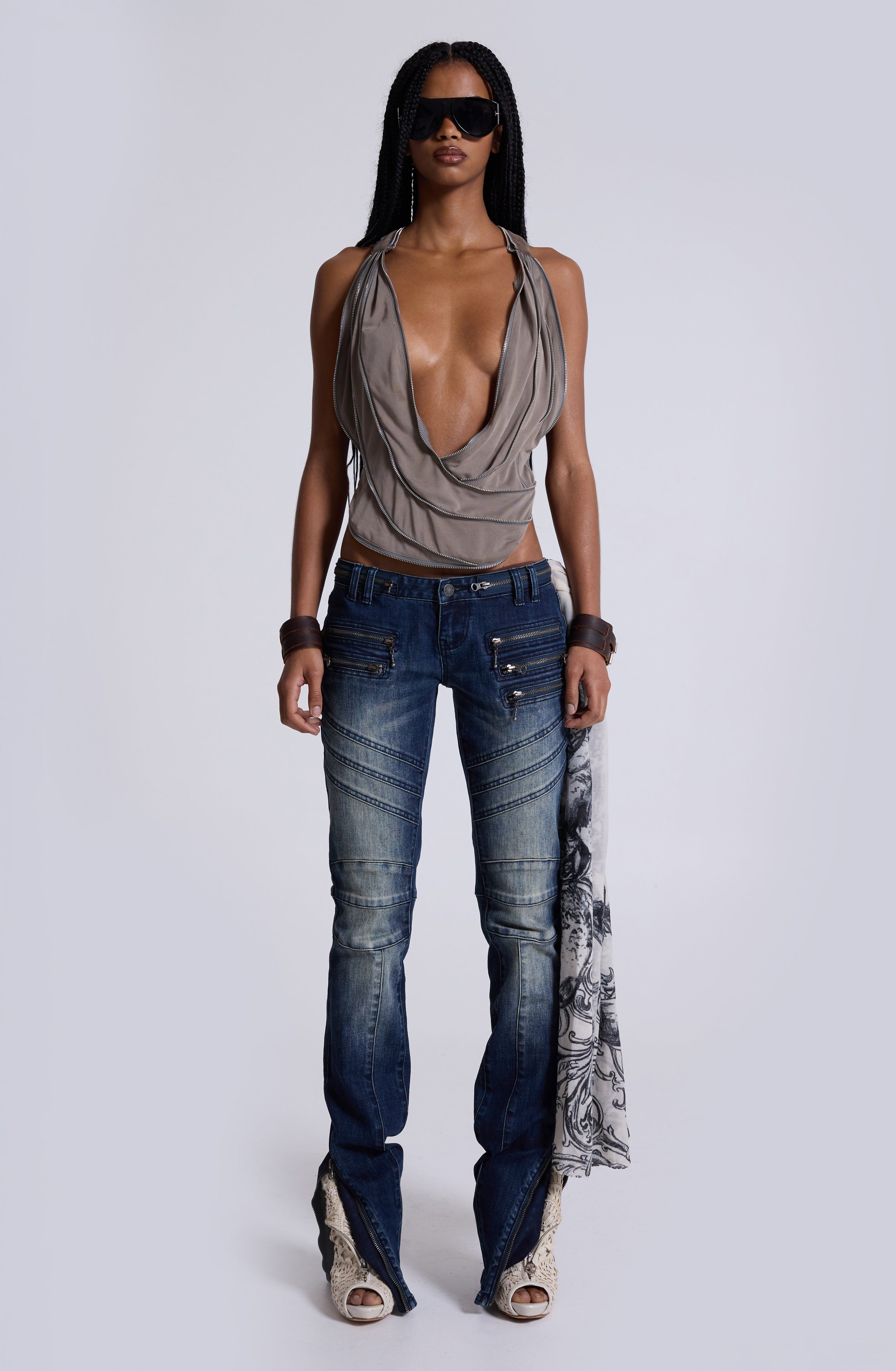 Vrax Cowl Zipper Top
