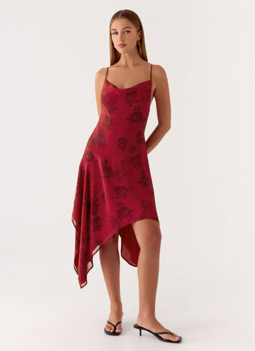 Jasiel Midi Dress - Cherry Rose