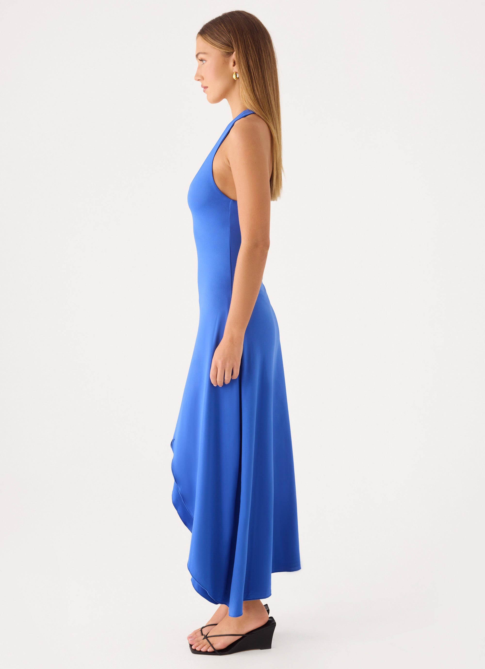 Kyrra Asymmetrical Midi Dress - Electric Cobalt