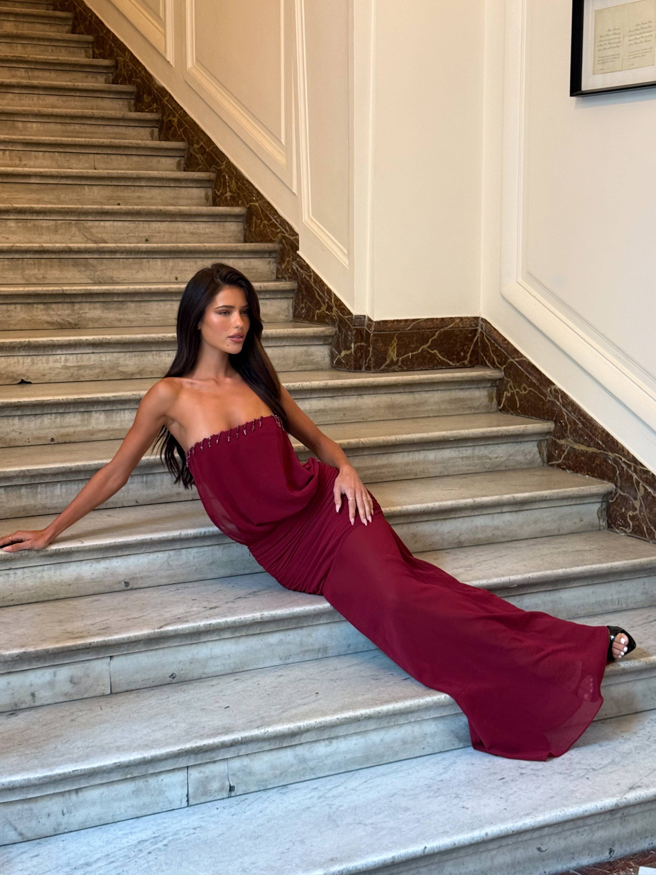 Lumen Maxi Dress Burgundy