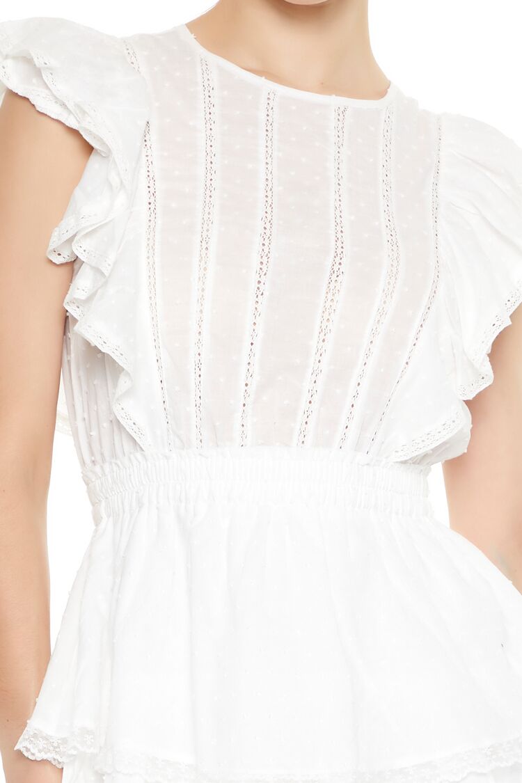 Clip Dot Lace Ruffled Mini Dress