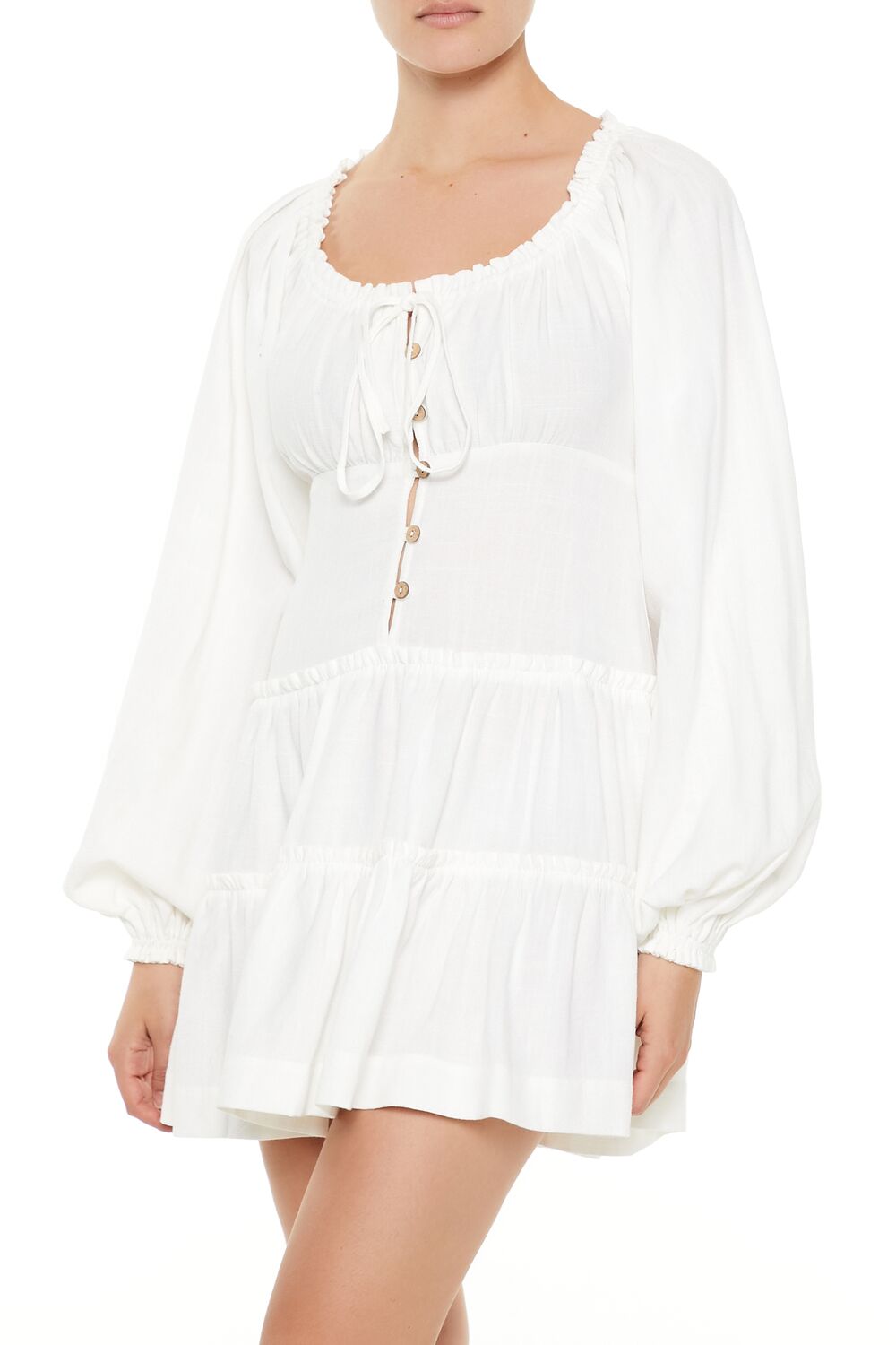 Peasant-Sleeve Mini Dress