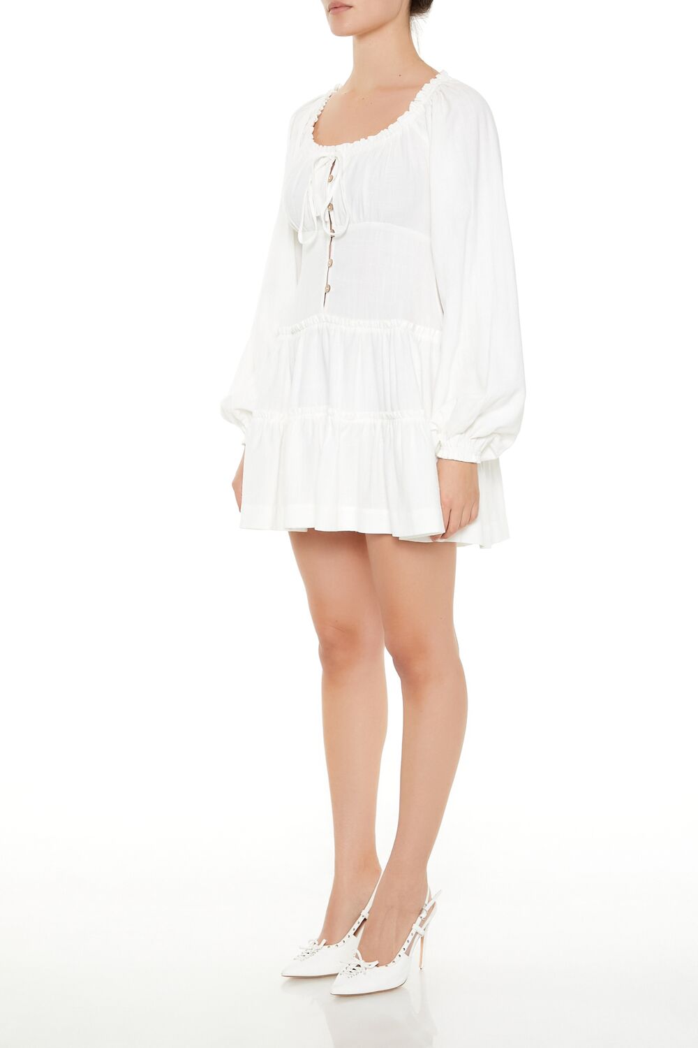 Peasant-Sleeve Mini Dress