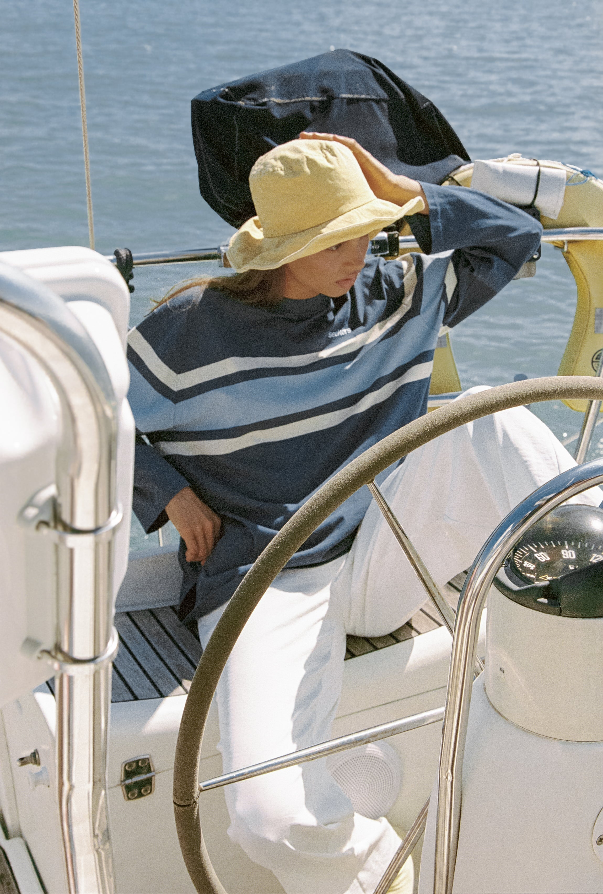Boardwalk Long Sleeve Tee in Mid Blue