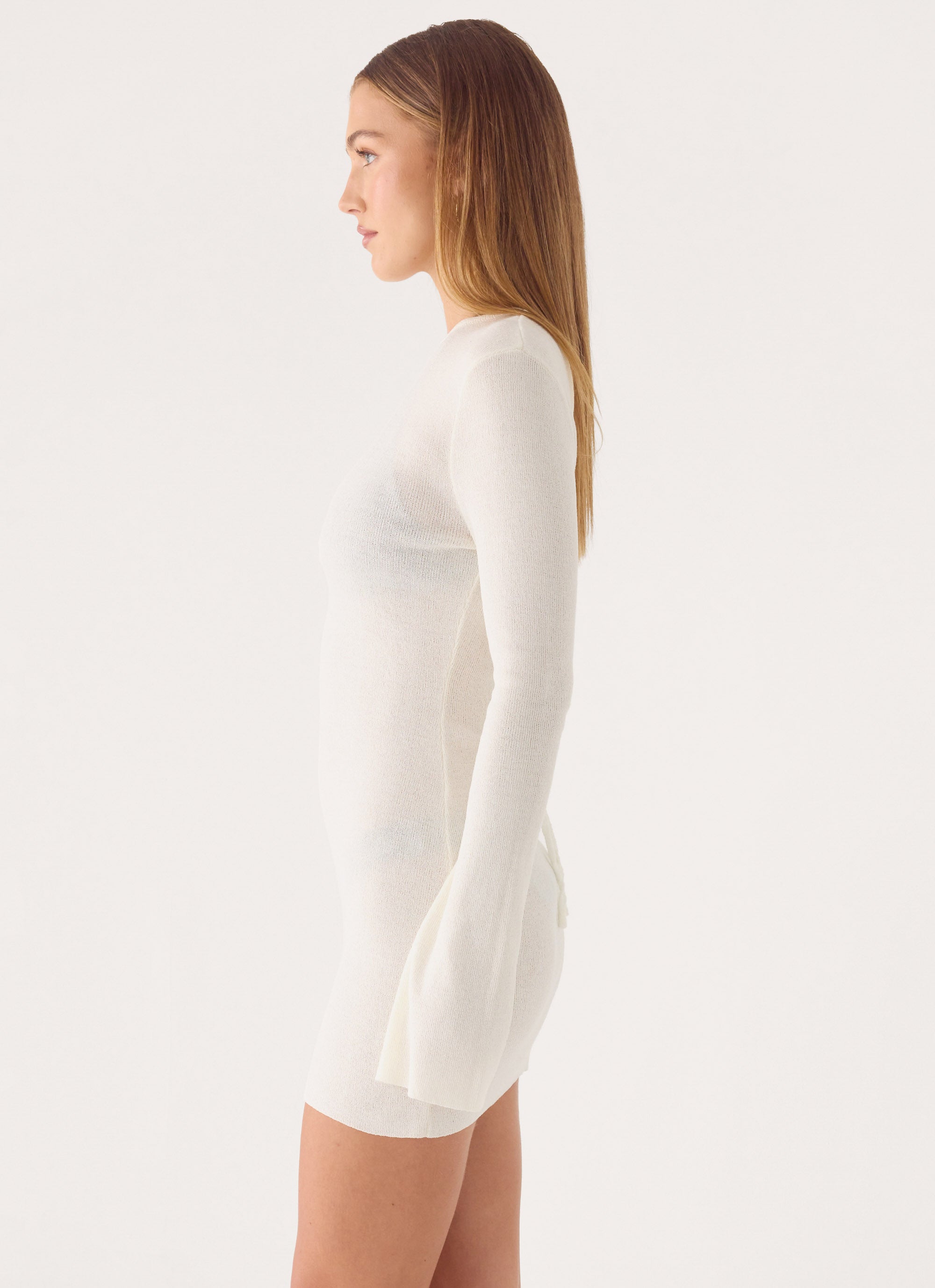 Levara Knit Low Back Mini Dress - White