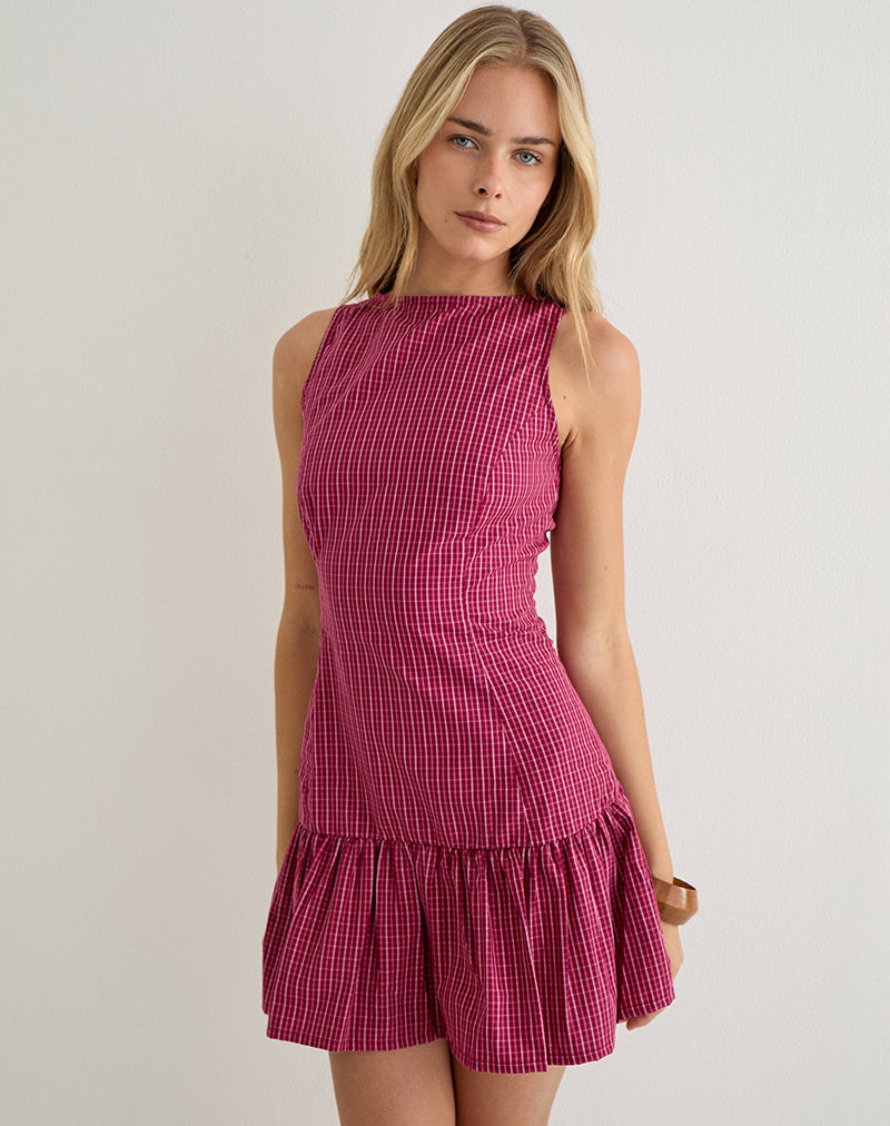 Maelah Dress in Raspberry Shadow Check