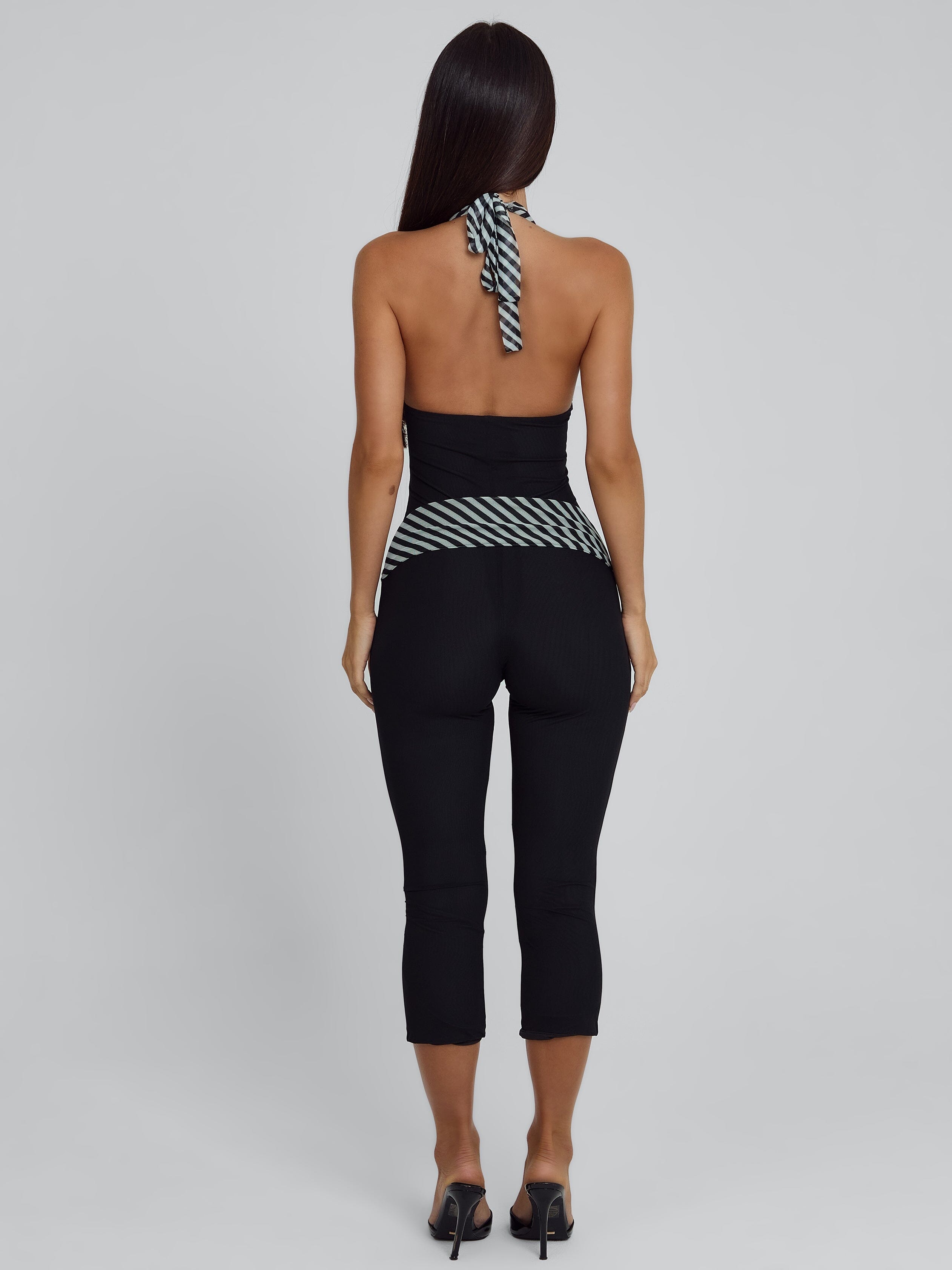 Malani Capri Jumpsuit Black Stripe