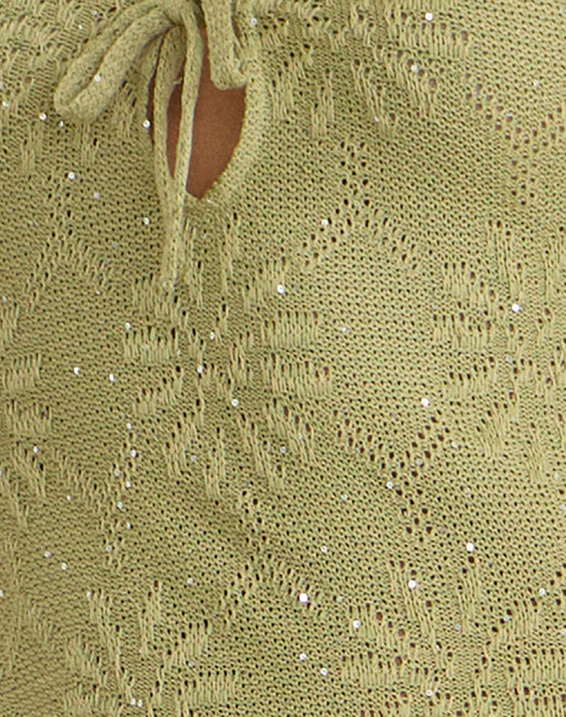 Masela Midi Dress in Sequin Knit Green