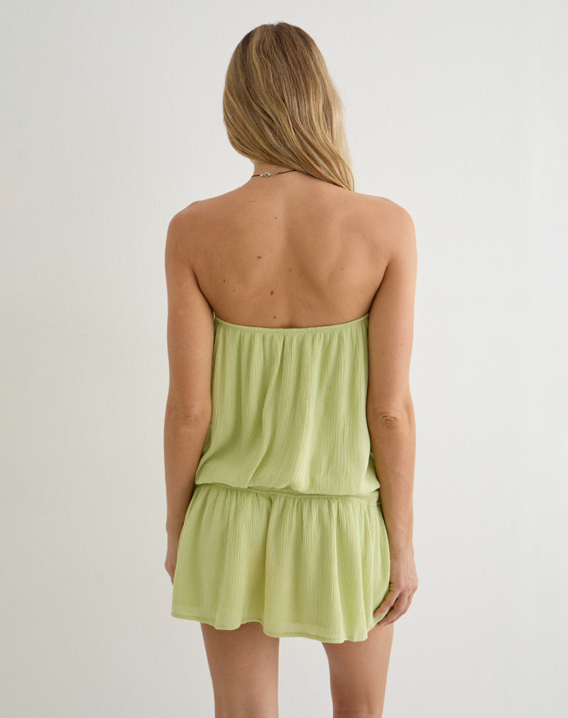 Moka Mini Dress in Crinkle Pistachio