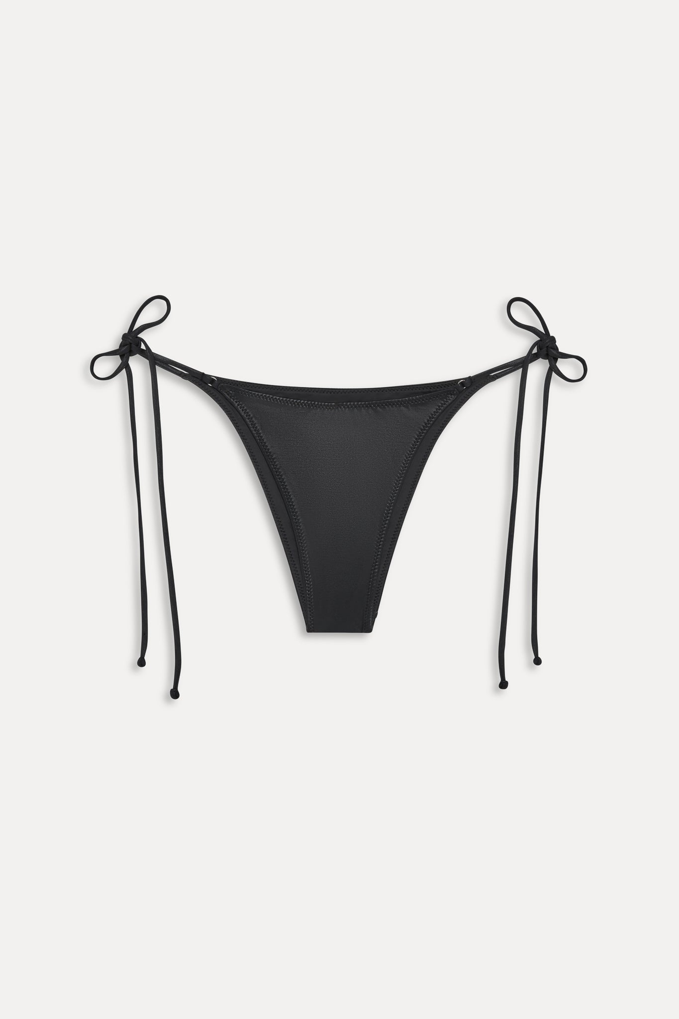 X Khy Mackenzie Metallic String Bikini Bottom - Black Chrome