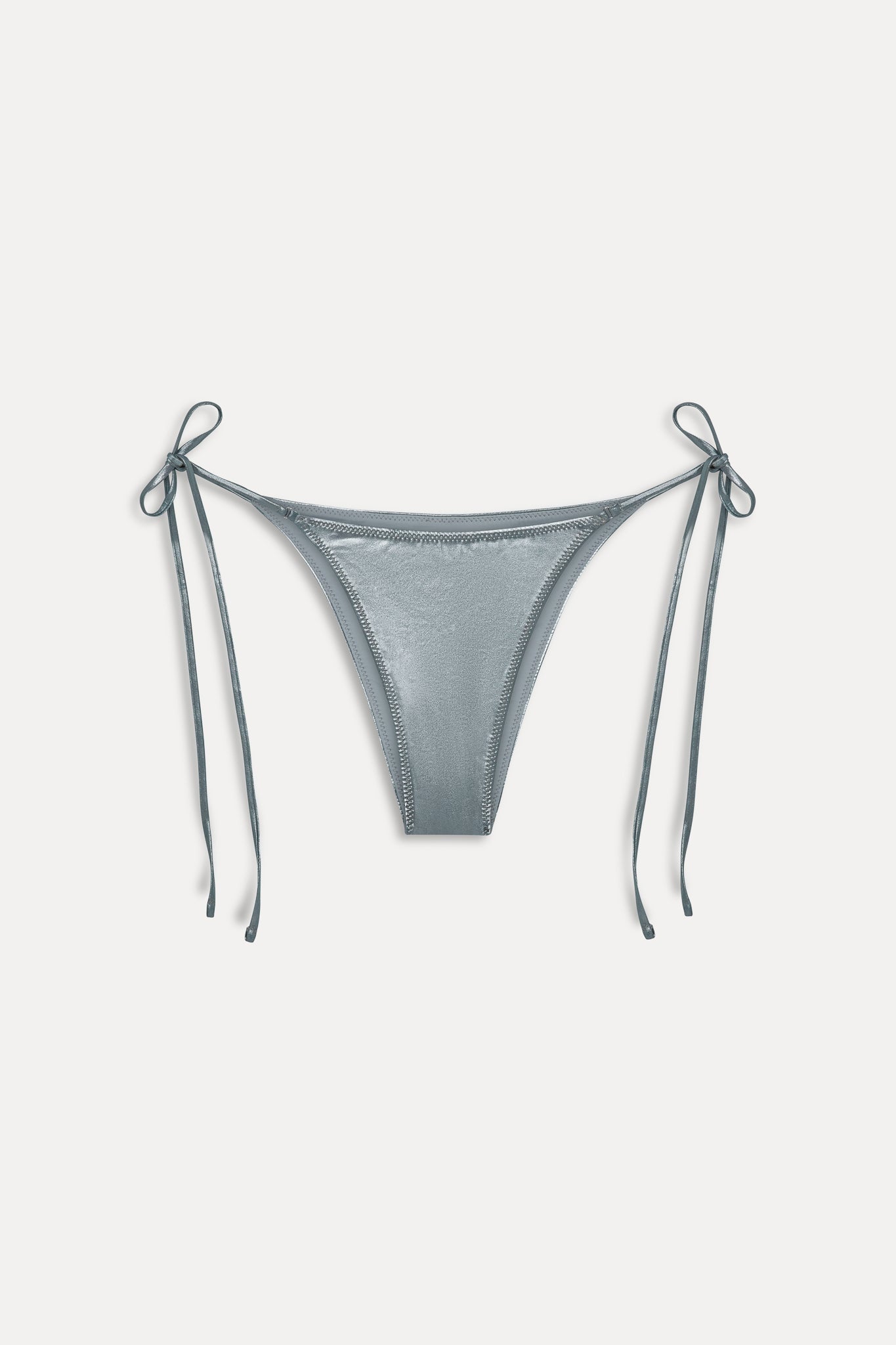 X Khy Mackenzie Metallic String Bikini Bottom - Chrome