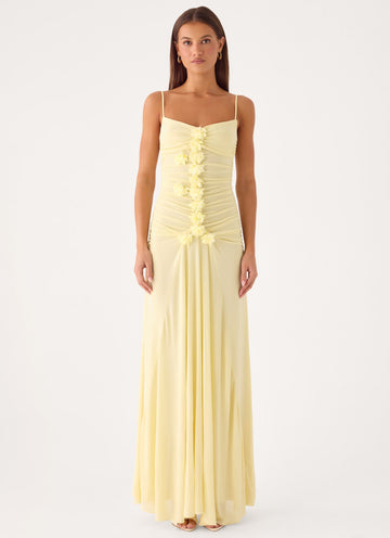 Marcia Flower Maxi Dress - Yellow