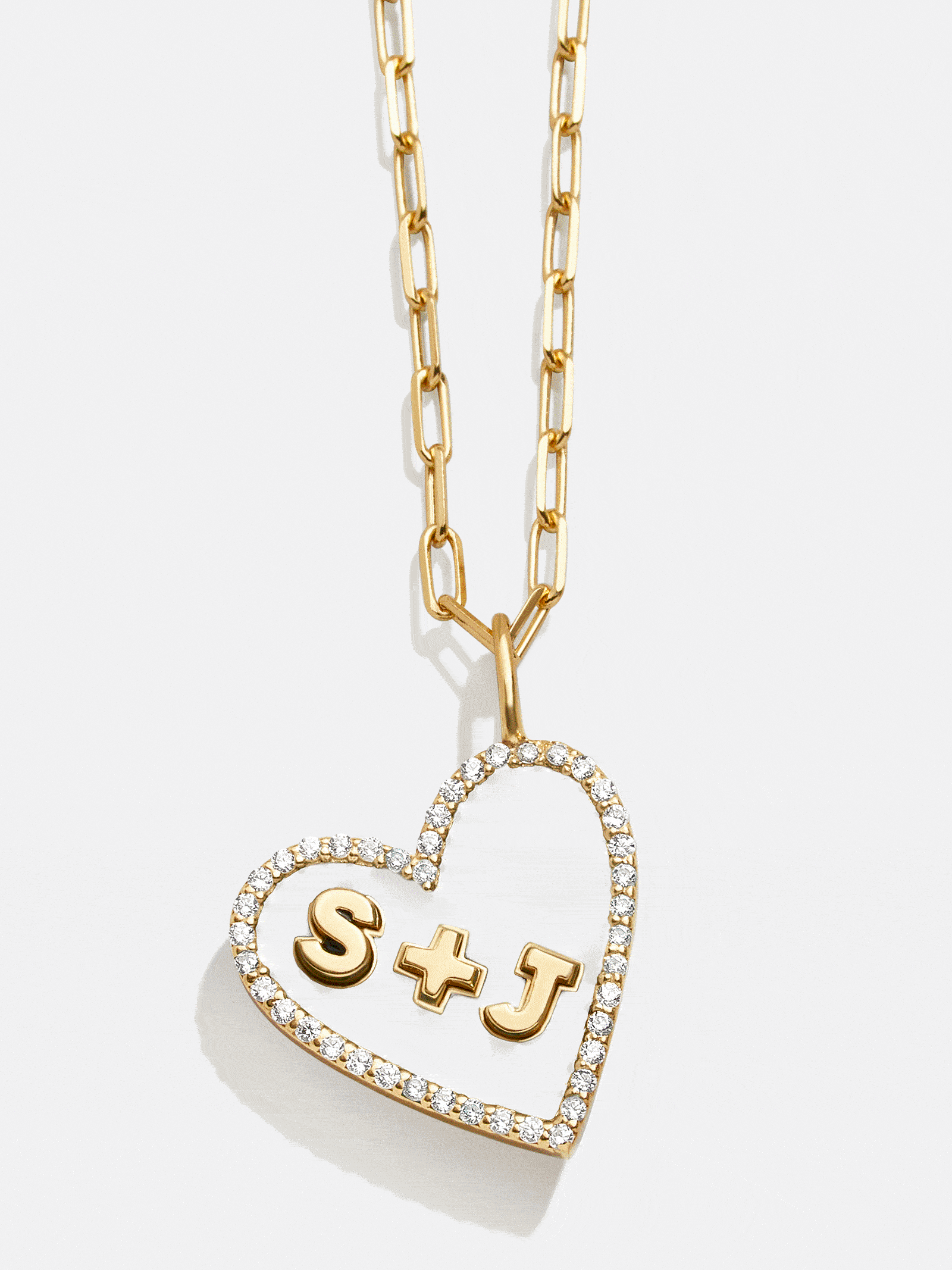 Reversible 14K Gold Custom Heart Necklace - Gold/Pavé