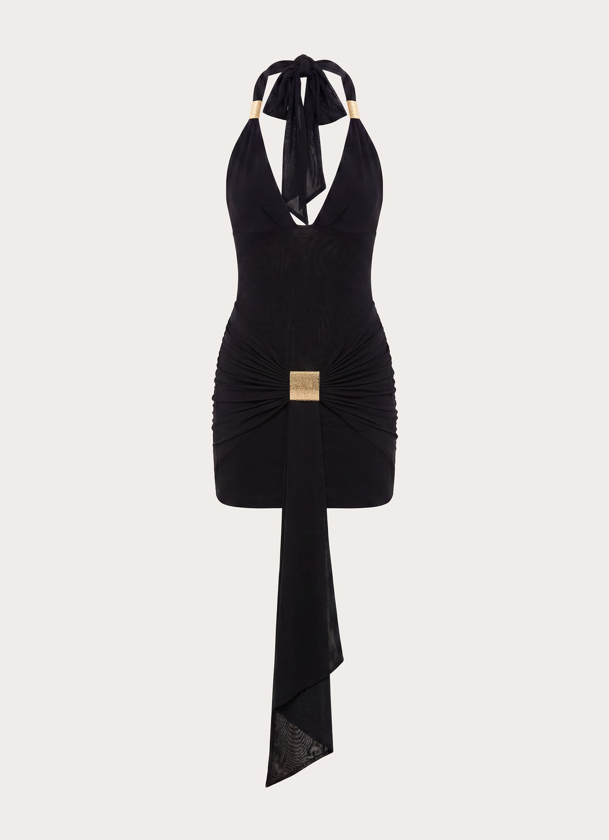 Miyah Halter Hardware Mini Dress - Black