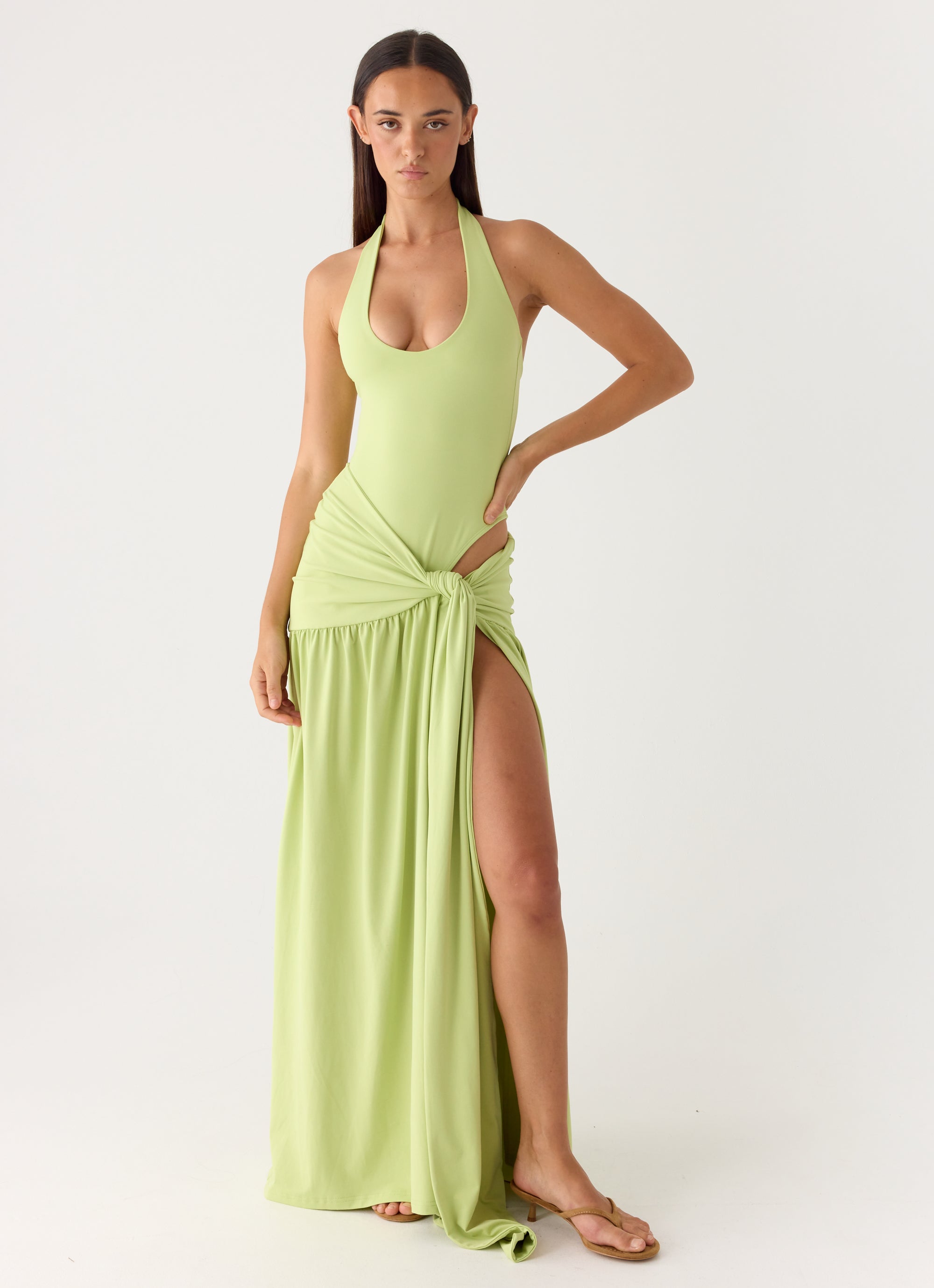 My Answer Bodysuit Maxi Dress - Lime