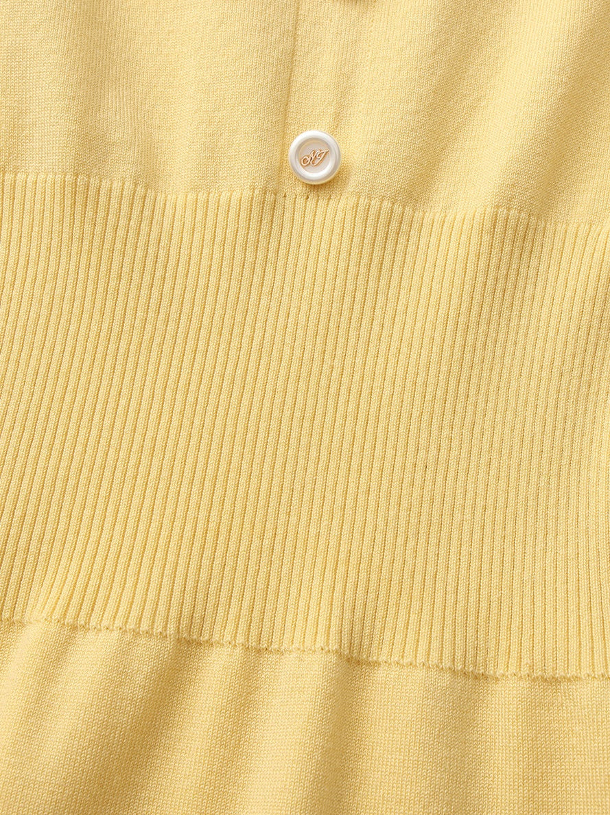 Wilhelmina Contrast-Trim Knit Yellow Mini Dress -Final Sale