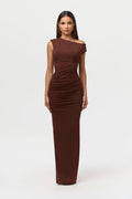 Smooth Off-Shoulder Ruched Maxi Dress