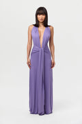 Smooth Halter Plunge Drape Tie Dress