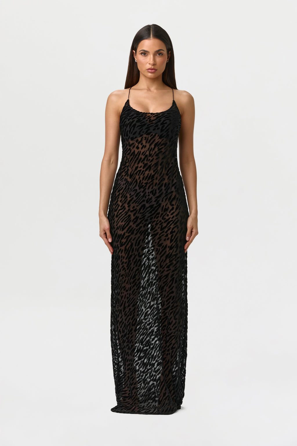 Burnout Lace-UP Maxi Dress