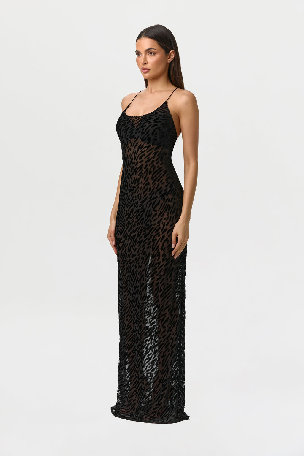 Burnout Lace-UP Maxi Dress