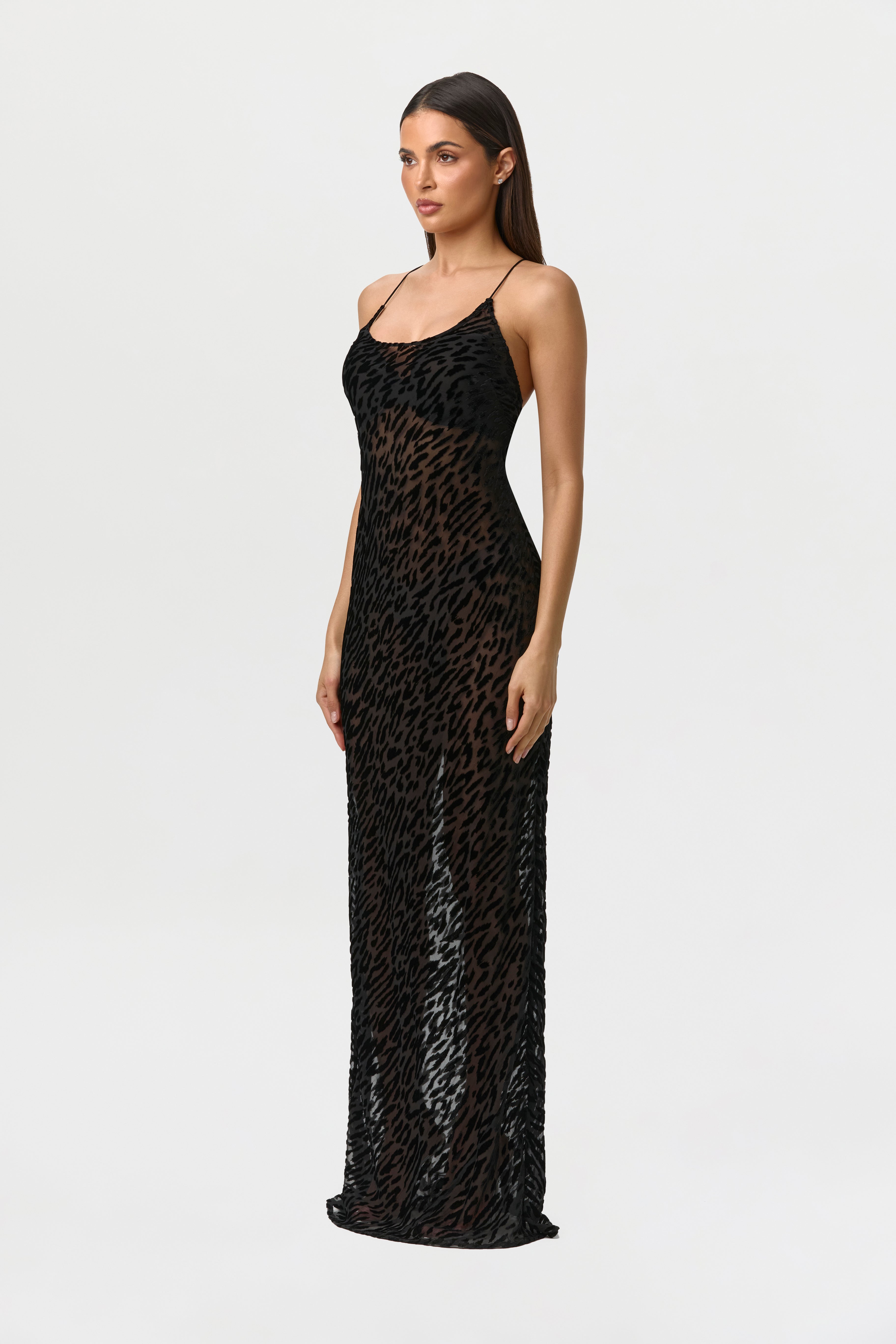 Burnout Lace-UP Maxi Dress