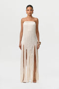 Satin Plissé Tube Dress