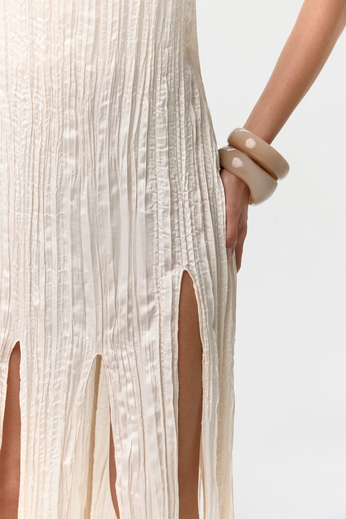Satin Plissé Tube Dress