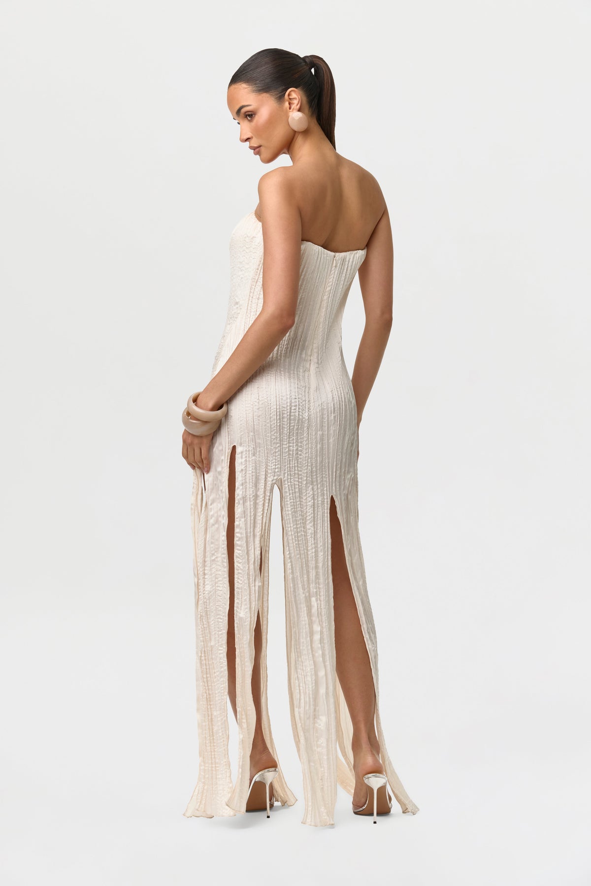 Satin Plissé Tube Dress