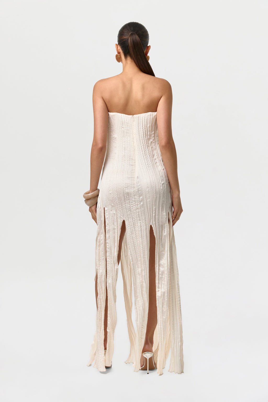 Satin Plissé Tube Dress