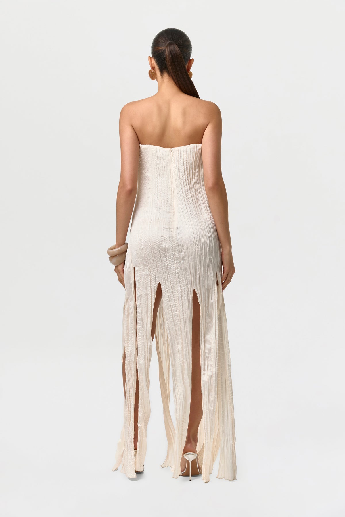 Satin Plissé Tube Dress