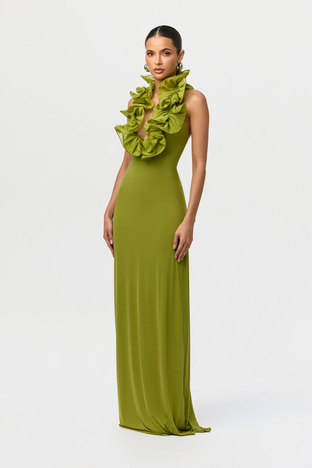 Naked Ruffle Halter Maxi Dress