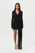 Draped Fringe Mini Dress