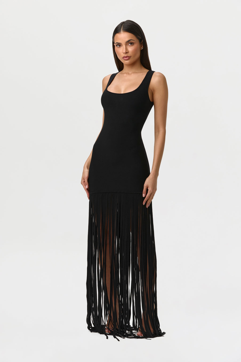Knit Fringe Tank Dress