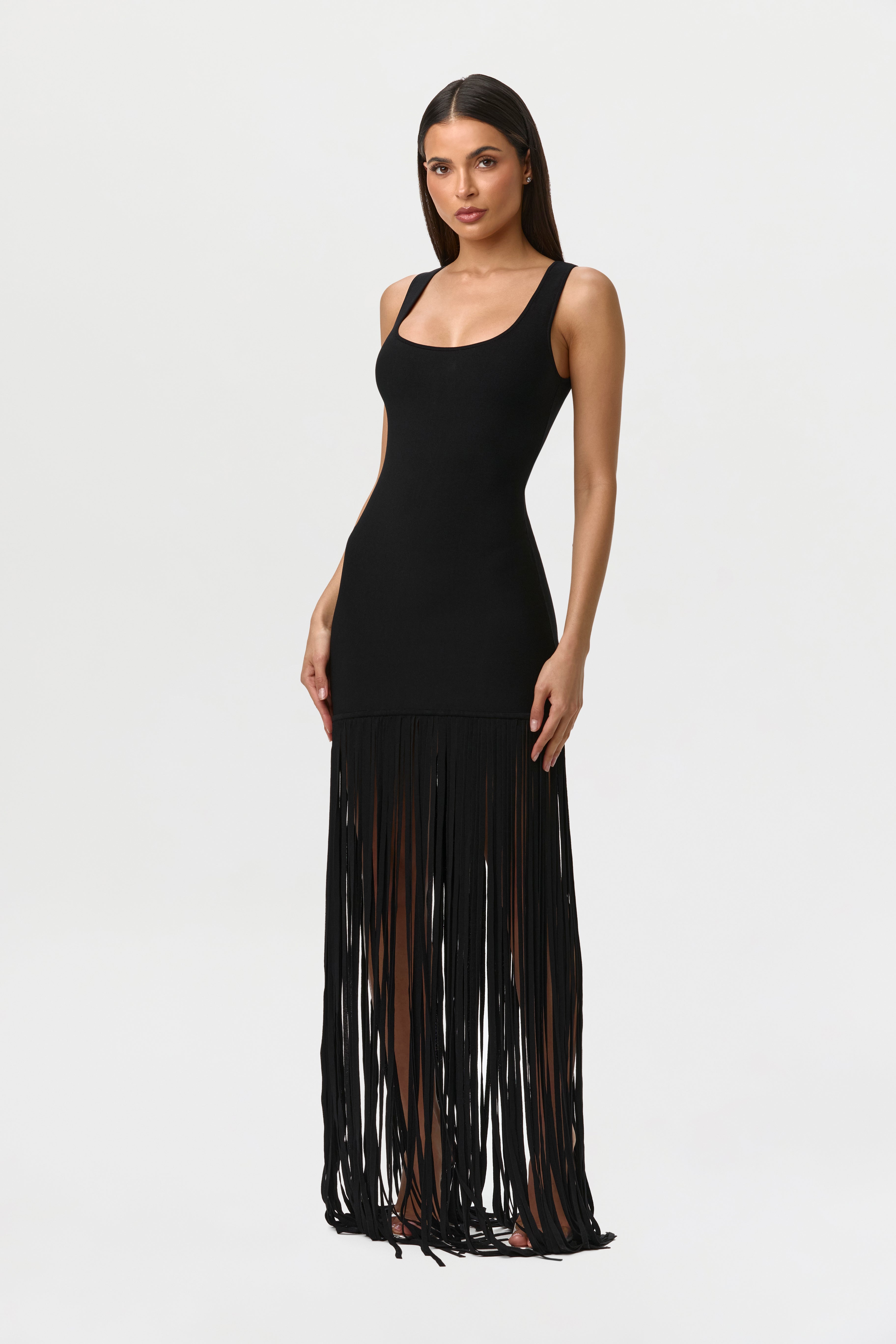 Knit Fringe Tank Dress