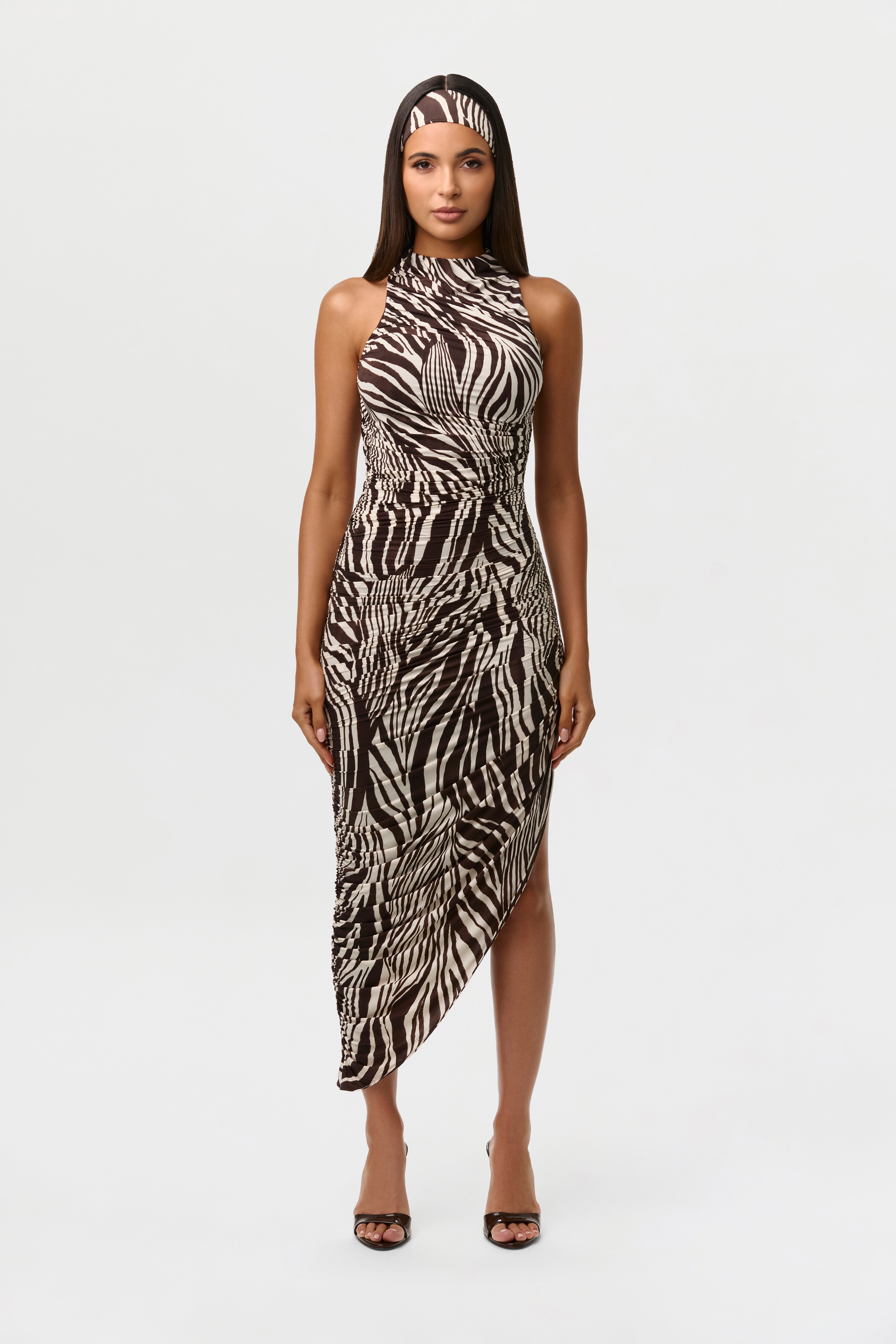 Naked Print Sleeveless Midi Dress