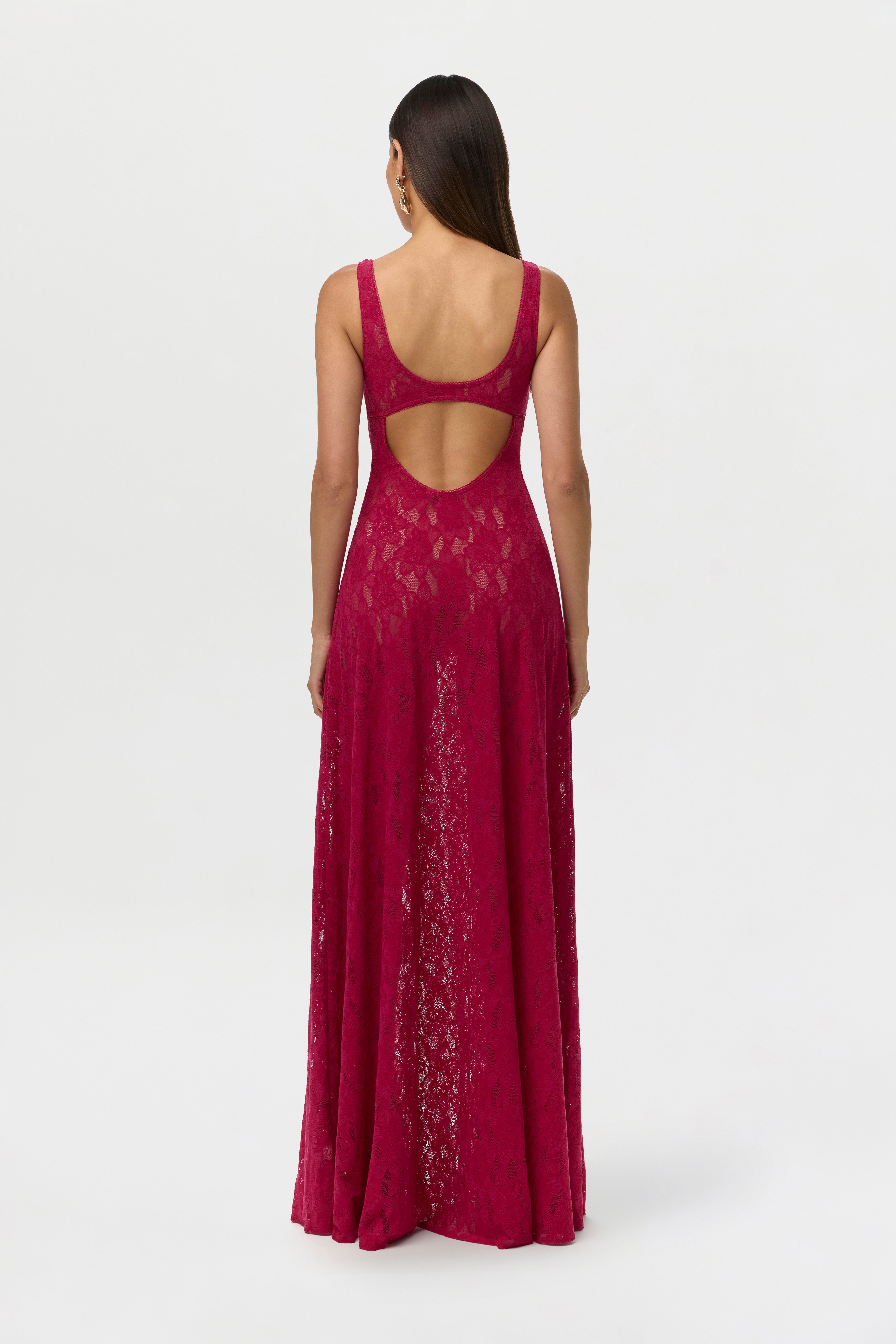 Stretch Lace Cut Out Maxi Dress