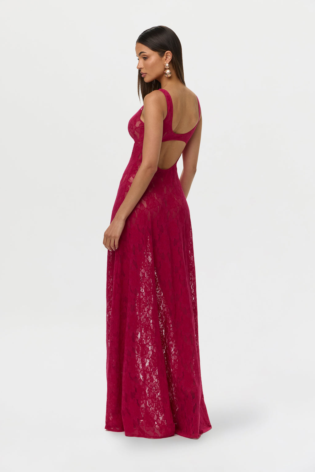 Stretch Lace Cut Out Maxi Dress