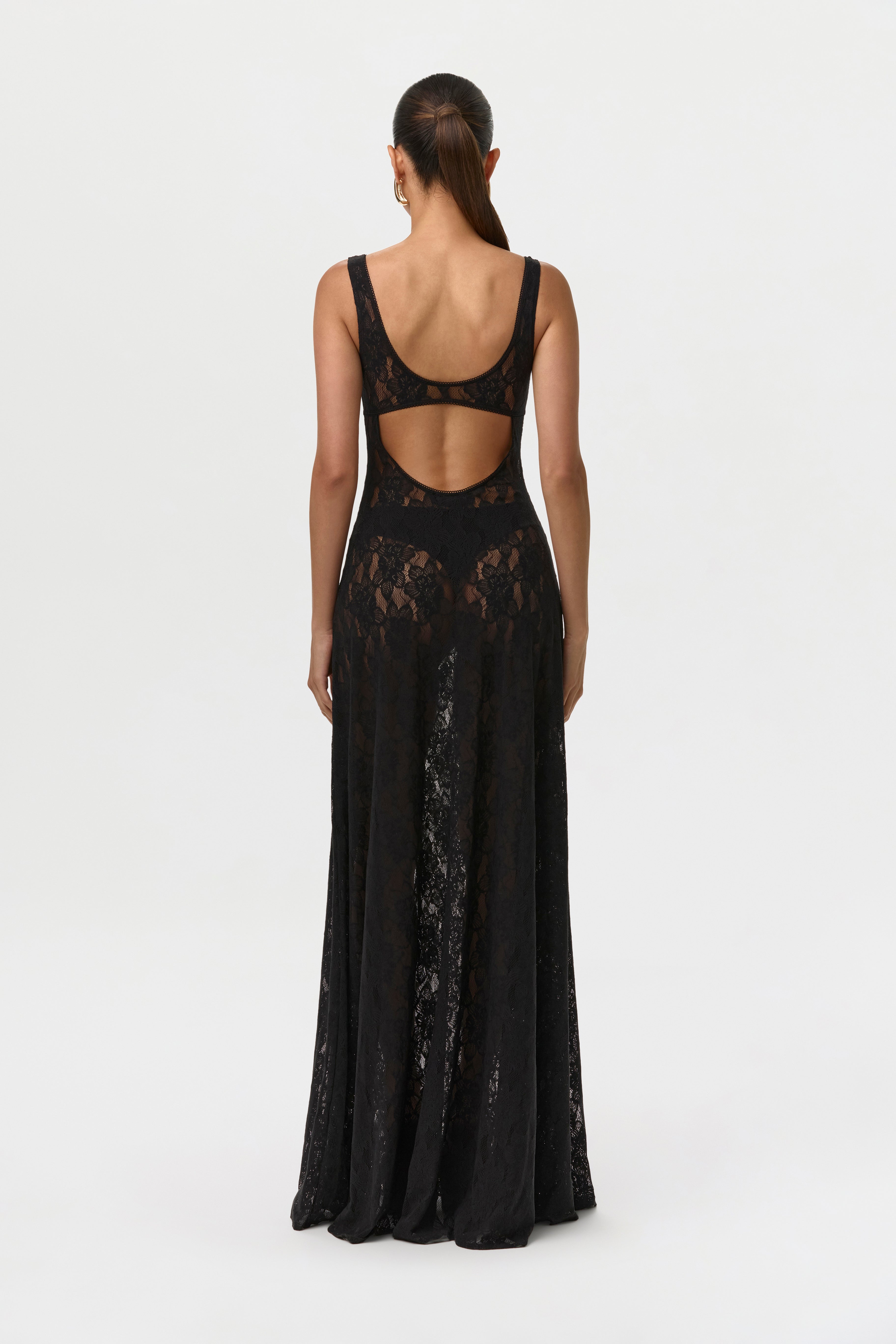 Stretch Lace Cut Out Maxi Dress