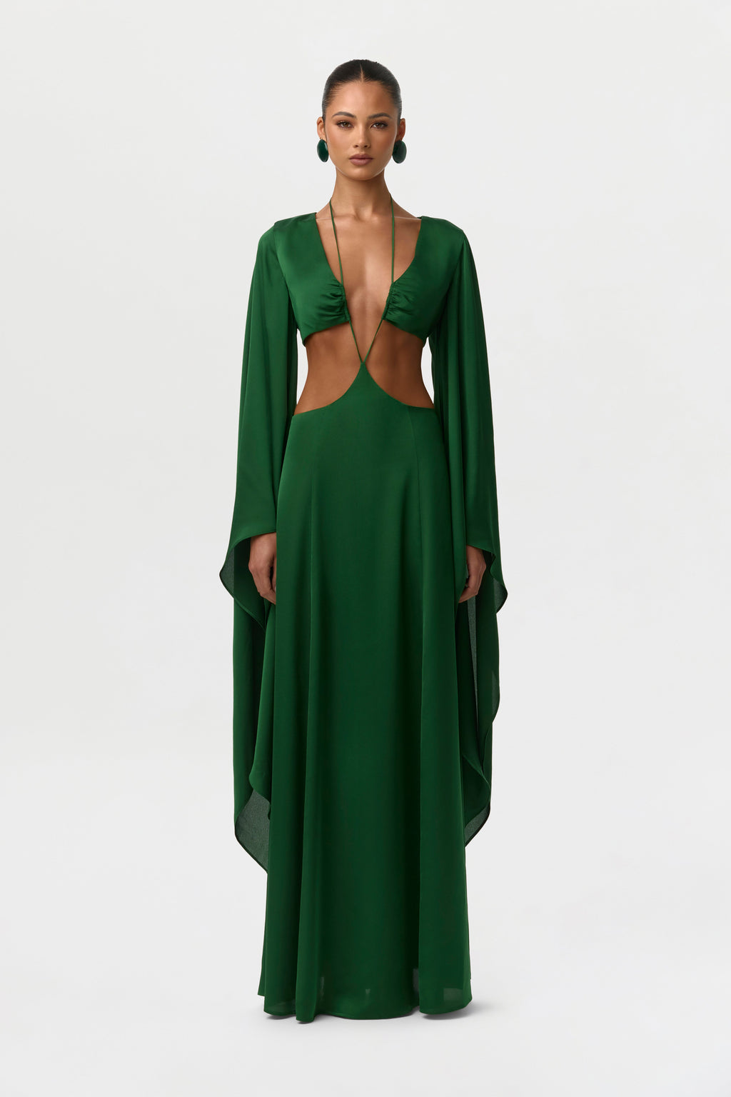 Satin Cutout Maxi Dress