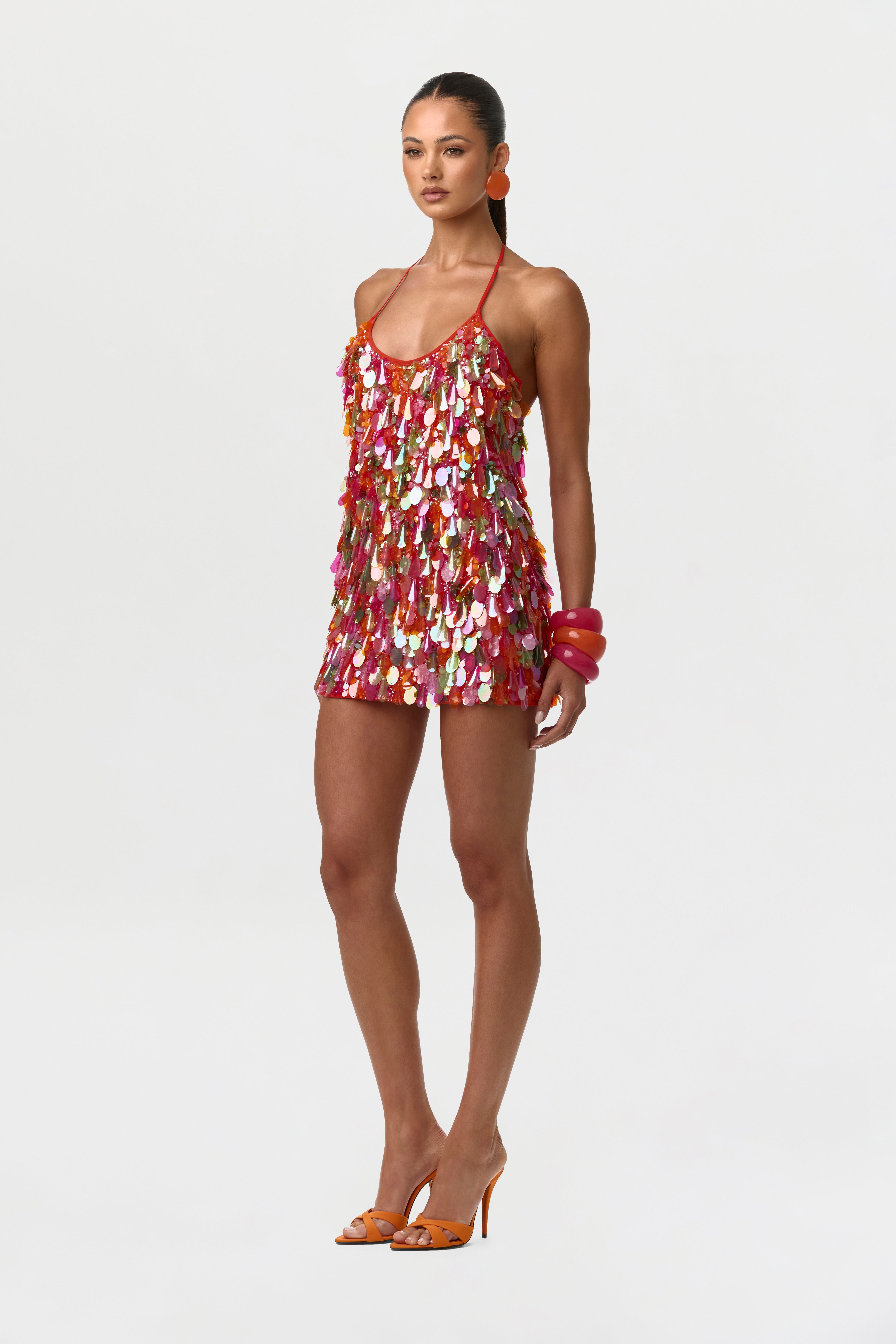 Sequin Halter Mini Dress