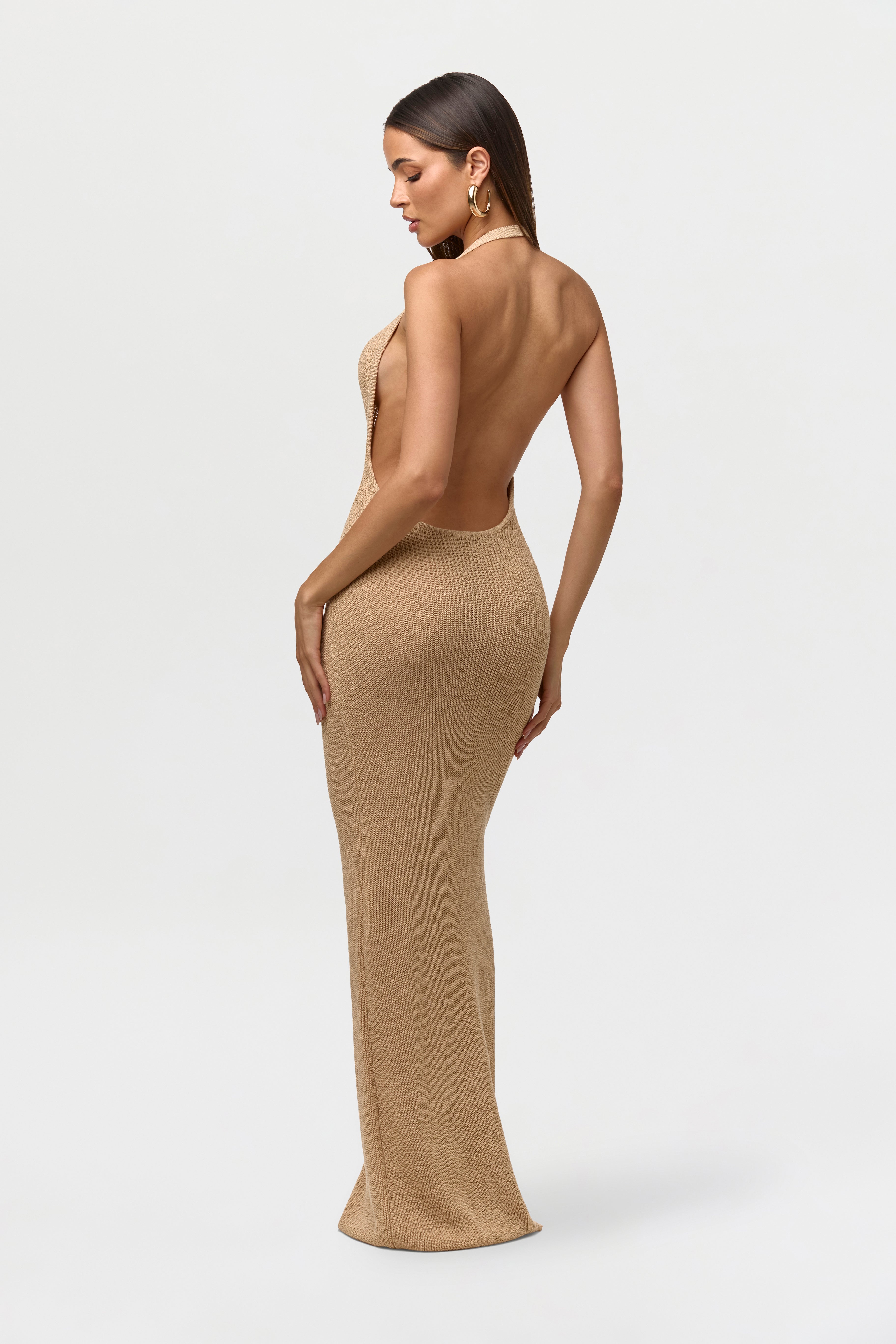 Knit Halter Open Back Dress