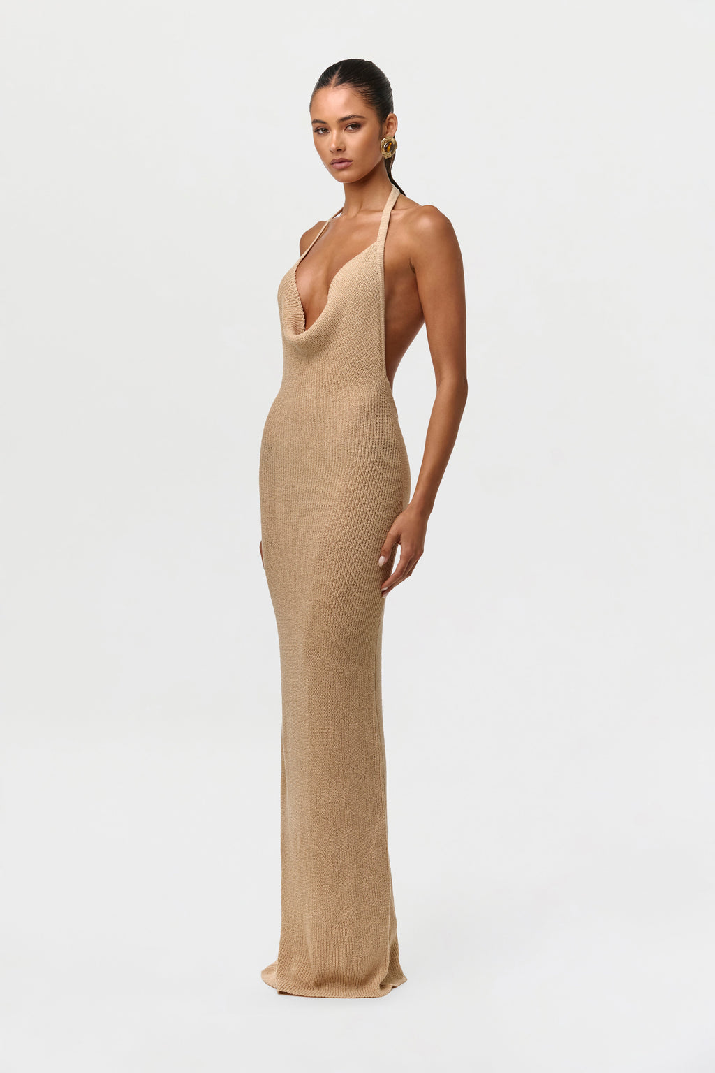 Knit Halter Open Back Dress