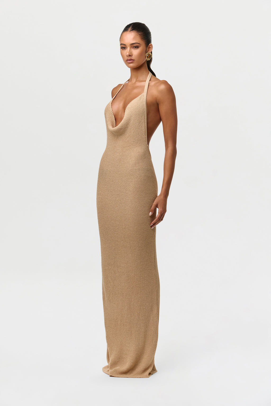 Knit Halter Open Back Dress