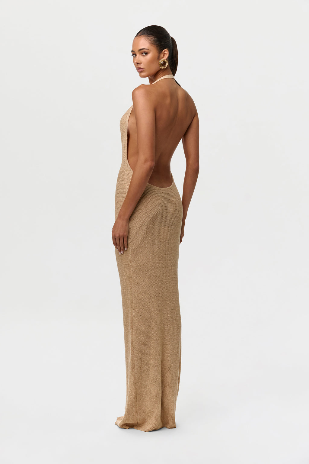 Knit Halter Open Back Dress