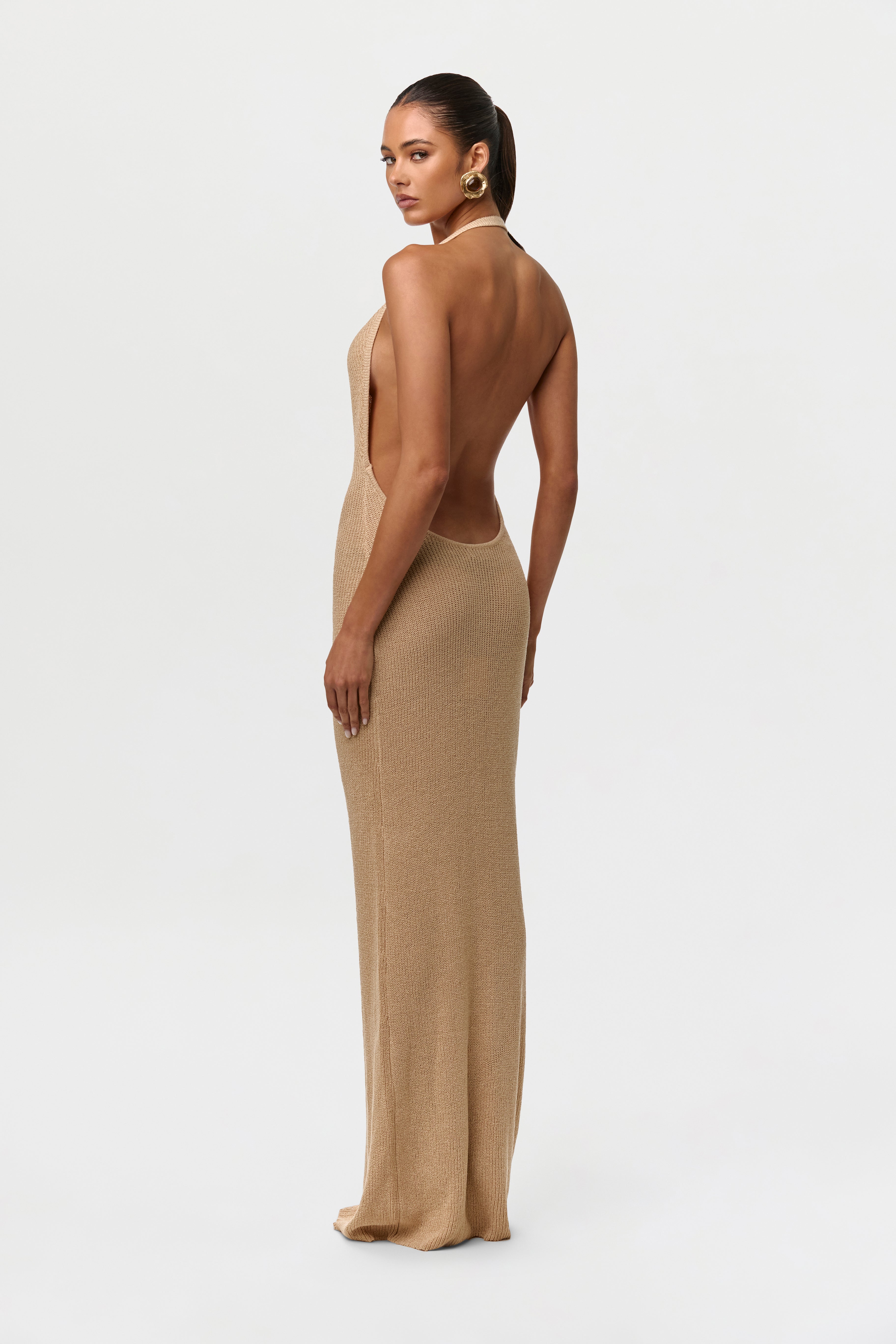 Knit Halter Open Back Dress